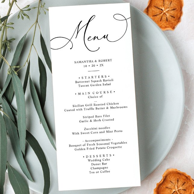Elegant Calligraphy Rustic Sage Grönt Bröllop Menu Meny (Skapare uppladdad)