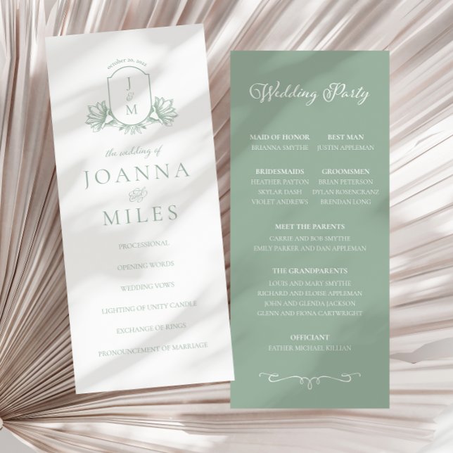 Elegant Calligraphy Sage Botanical Vapensköld Prog (Skapare uppladdad)