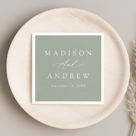 Elegant Calligraphy Sage Grönt Bröllop Pappersservett