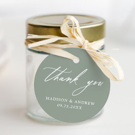 Elegant Calligraphy Sage Grönt Bröllop Tack Gåvor Etiketter