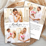 Elegant Calligraphy Script 3 Photo Collage Bröllop Tack Kort<br><div class="desc">Modern Elegant Calligraphy Bröllop 3 Photo Collage - tack för ditt kort. Snyggt bröllop tackar dig för att du har en kortmall med tre (3) foto på framsidan och ett (1) foto på baksidan. Med texten "tack" i ett snabbt kursivt, handskrivet kalligrafi- eller typografiskript i svart på vit bakgrund. Lilla...</div>