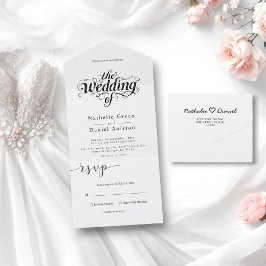 Elegant Calligraphy Script Black and White Bröllop