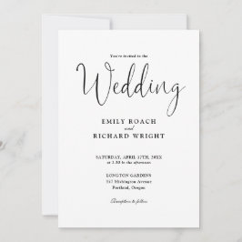 Elegant Calligraphy Script Black and White Bröllop Inbjudningar