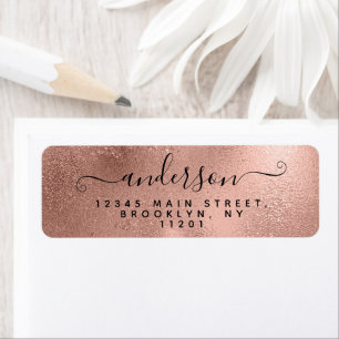 Elegant Calligraphy Script Black Namn Ro Guld Returadress Etikett