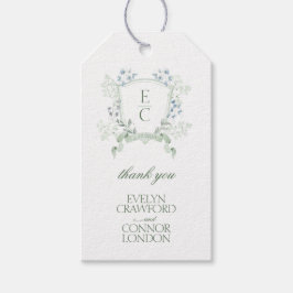 Elegant Calligraphy Script Blommigt Vapensköld Brö Presentetikett