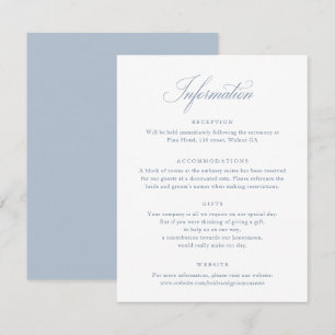 Elegant Calligraphy Script Blue Bröllop Info Card Inbjudningar