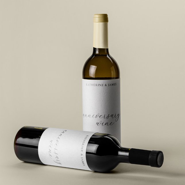 Elegant Calligraphy Script Bröllop Guestbook Vinflaska Etikett (Skapare uppladdad)