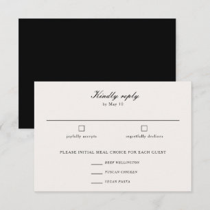 Elegant Calligraphy Script Bröllop Meal Choal OSA Kort