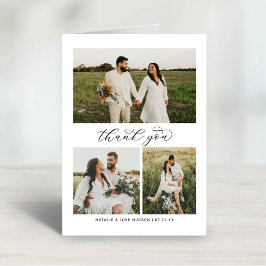 Elegant Calligraphy Script Bröllop Photo Collage Tack Kort
