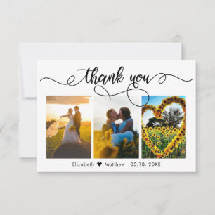 Elegant Calligraphy Script Bröllop Photo Collage Tack Kort