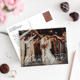 Elegant Calligraphy Script Bröllop Photo Tack Vykort