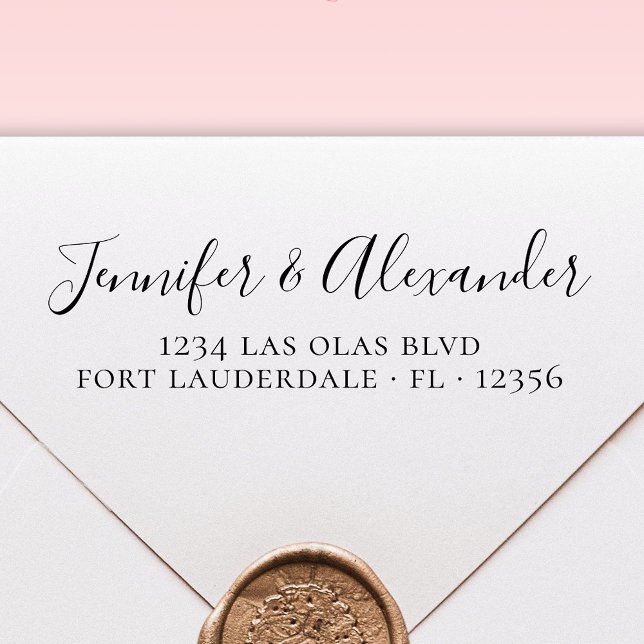 Elegant Calligraphy Script Bröllop Returadress Självfärgande Stämpel (Skapare uppladdad)