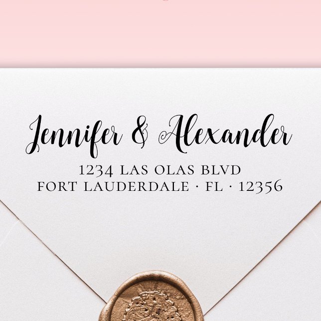 Elegant Calligraphy Script Bröllop Returadress Självfärgande Stämpel (Skapare uppladdad)