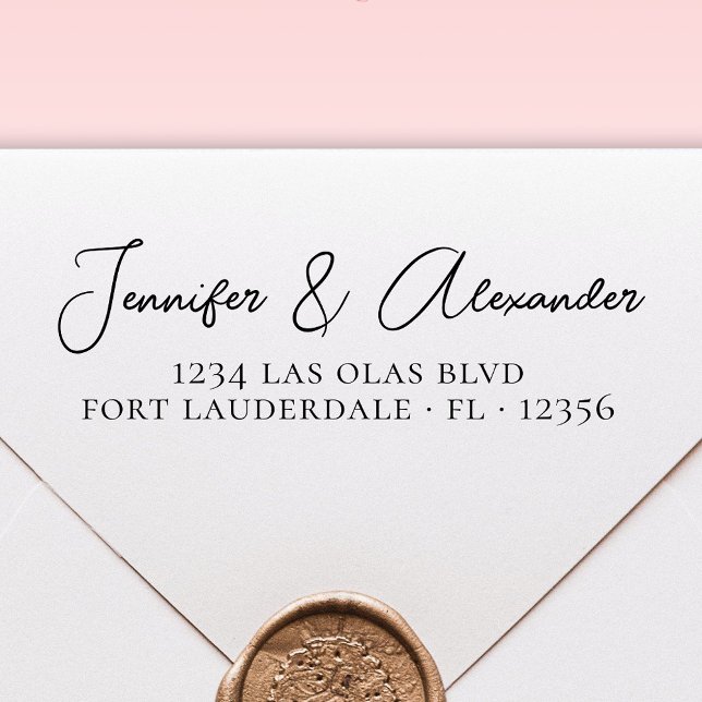 Elegant Calligraphy Script Bröllop Returadress Självfärgande Stämpel (Skapare uppladdad)