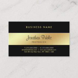 Elegant Calligraphy Script Glamor Black Guld Luxe Visitkort