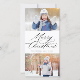 Elegant Calligraphy Script God jul 2 Photo Julkort