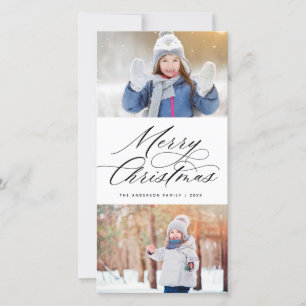 Elegant Calligraphy Script God jul 2 Photo Julkort