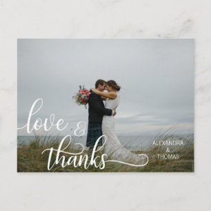 Elegant Calligraphy Script KÄRLEK & THANKS w/ PHOT Vykort
