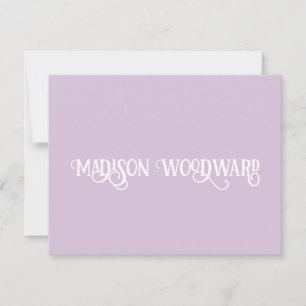 Elegant Calligraphy Script Light Lavender Note Car Anteckningskort