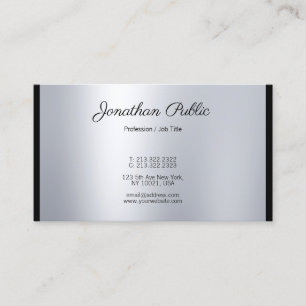 Elegant Calligraphy Script Modern Silver Gracresh Visitkort
