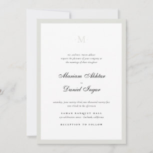 Elegant Calligraphy Script Monogram White Bröllop Inbjudningar