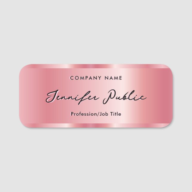 Elegant Calligraphy Script Namn Template Ro Guld Namnbricka (Framsida)