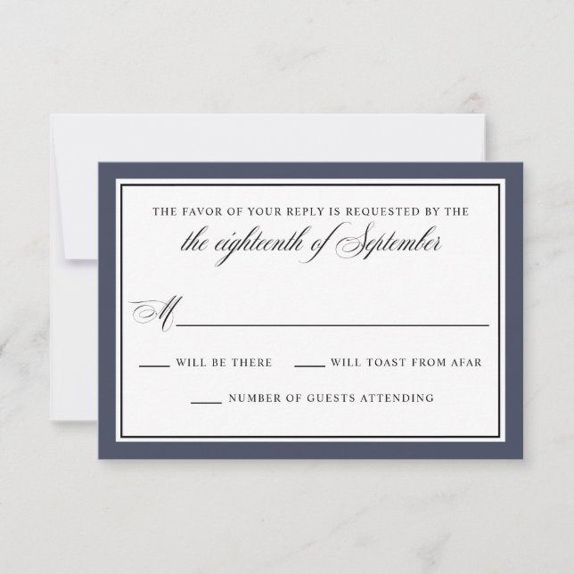 Elegant Calligraphy Script Navy Blue-Bröllop OSA (Framsida)