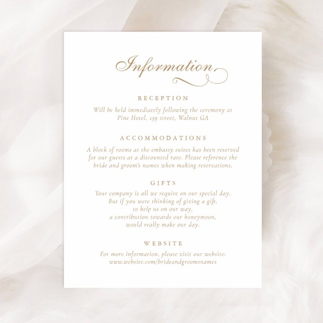 Elegant Calligraphy Script Ornament Bröllop Info Inbjudningar (Skapare uppladdad)