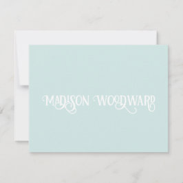 Elegant Calligraphy Script Pastel Blue Note Card Anteckningskort