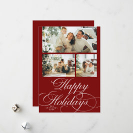Elegant Calligraphy Script Photo Collage Christmas Julkort