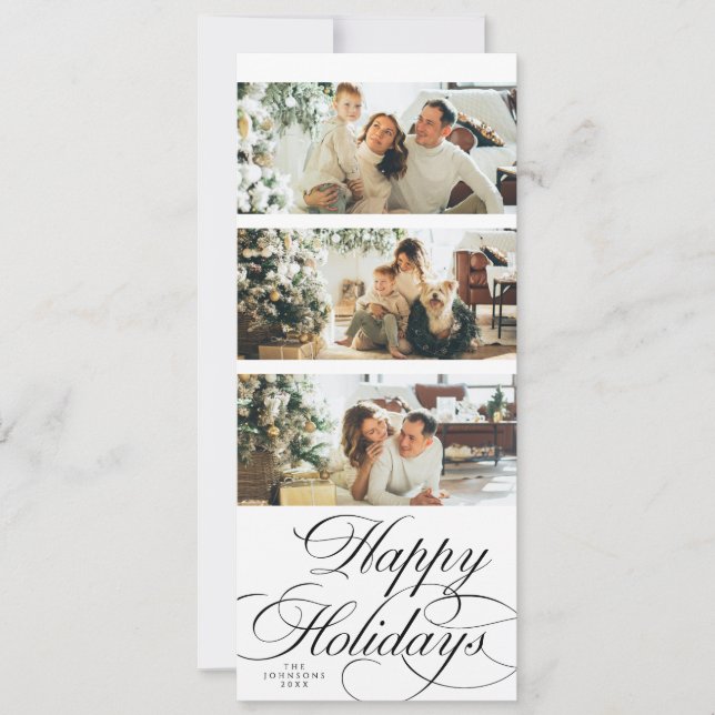 Elegant Calligraphy Script Photo Collage Christmas Julkort (Framsida)