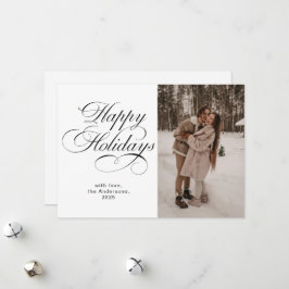 Elegant Calligraphy Script Photo Collage Christmas Julkort