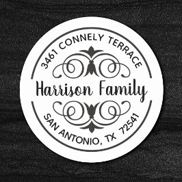 Elegant Calligraphy Script Return-adressetikett Runt Klistermärke