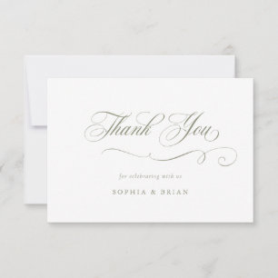 Elegant Calligraphy Script Sage Grönt Tack Inbjudningar