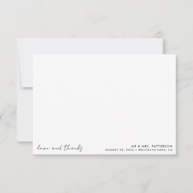 Elegant Calligraphy Script Simple Photo Bröllop Tack Kort (Framsida)