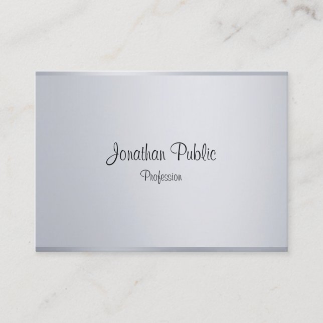 Elegant Calligraphy Script Template Modern Silver Visitkort (Framsida)