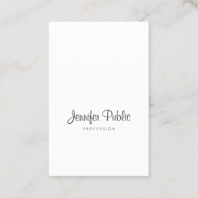 Elegant Calligraphy Script Trendig Sleek Plain Lux Visitkort (Framsida)