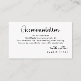 Elegant Calligraphy Script Wedding Accommodations Tilläggskort