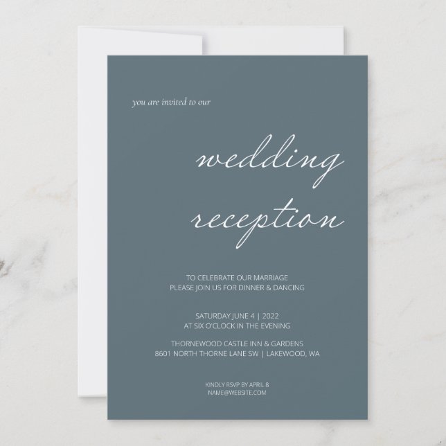 Elegant Calligraphy Script Wedding Reception Inbjudningar (Framsida)