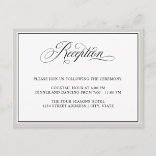 Elegant Calligraphy Script Wedding Reception Vykort