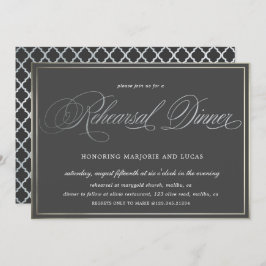 elegant calligraphy silver Rehearsal Dinner Inbjudningar
