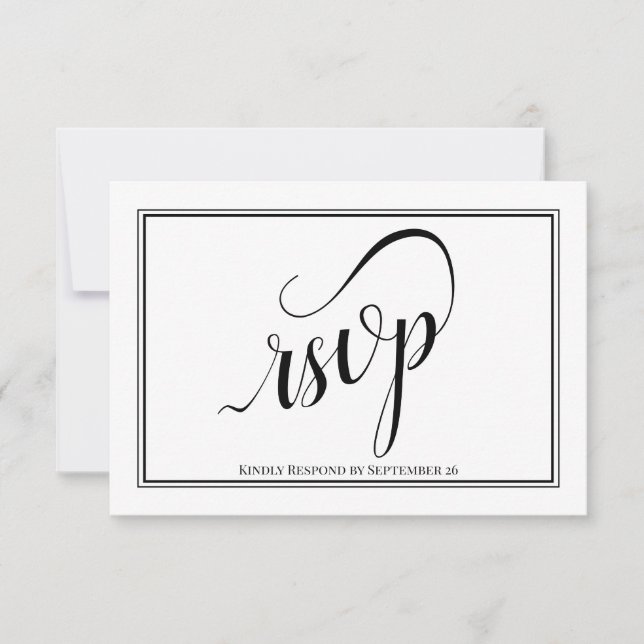 Elegant Calligraphy Simple Black & White Bröllop OSA Kort (Framsida)