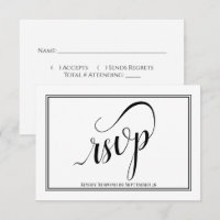 Elegant Calligraphy Simple Black & White Bröllop