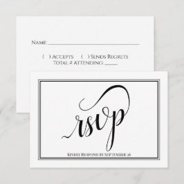Elegant Calligraphy Simple Black & White Bröllop OSA Kort