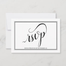 Elegant Calligraphy Simple Black & White Bröllop OSA Kort
