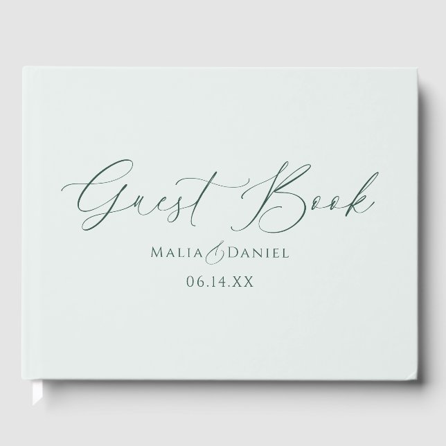 Elegant Calligraphy Simple Couples Wedding Gästböcker (Framsida)