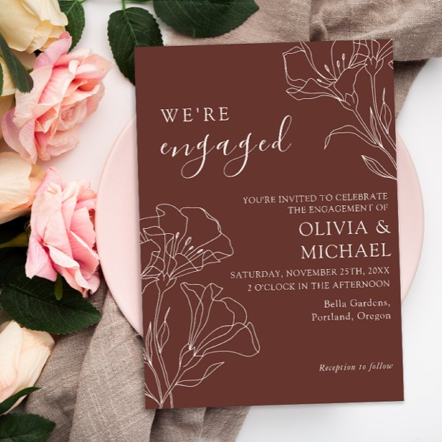 Elegant Calligraphy Simple Förlovningsfest Inbjudningar (Skapare uppladdad)