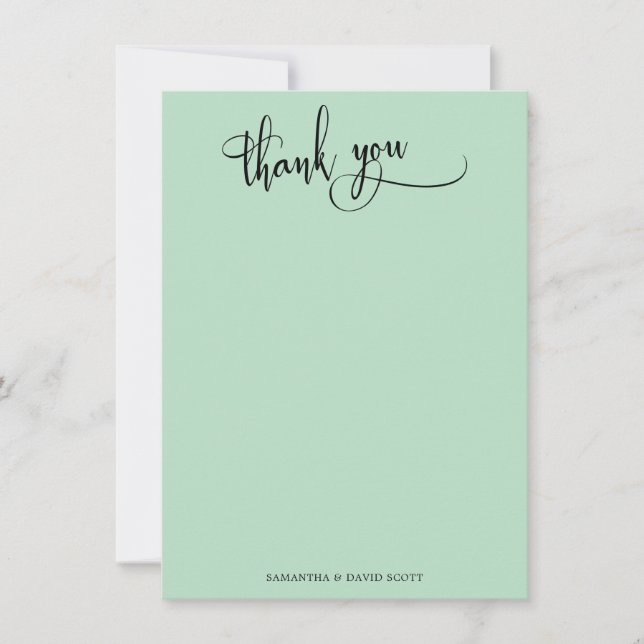 Elegant Calligraphy Simple Iced Mint-Tack Tack Kort (Framsida)