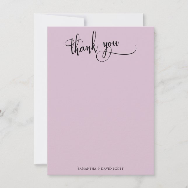 Elegant Calligraphy Simple Mauve Rosa Tack Kort (Framsida)
