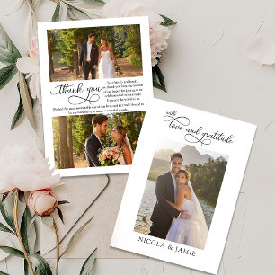 Elegant Calligraphy Simple Modern 3 Bröllop Photo Tack Kort